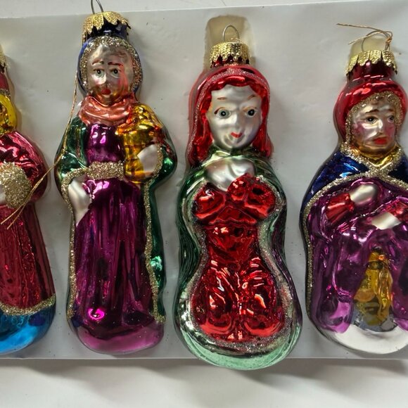 NEW Vintage Glass Nativity Set Christmas Ornaments Baby Jesus Wise Men Mary - Picture 3 of 9